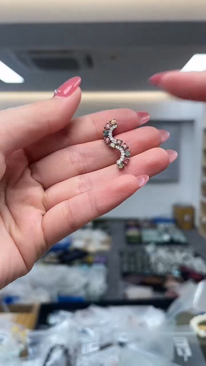 银S925镶嵌耳饰碧玺（多样性发一件）