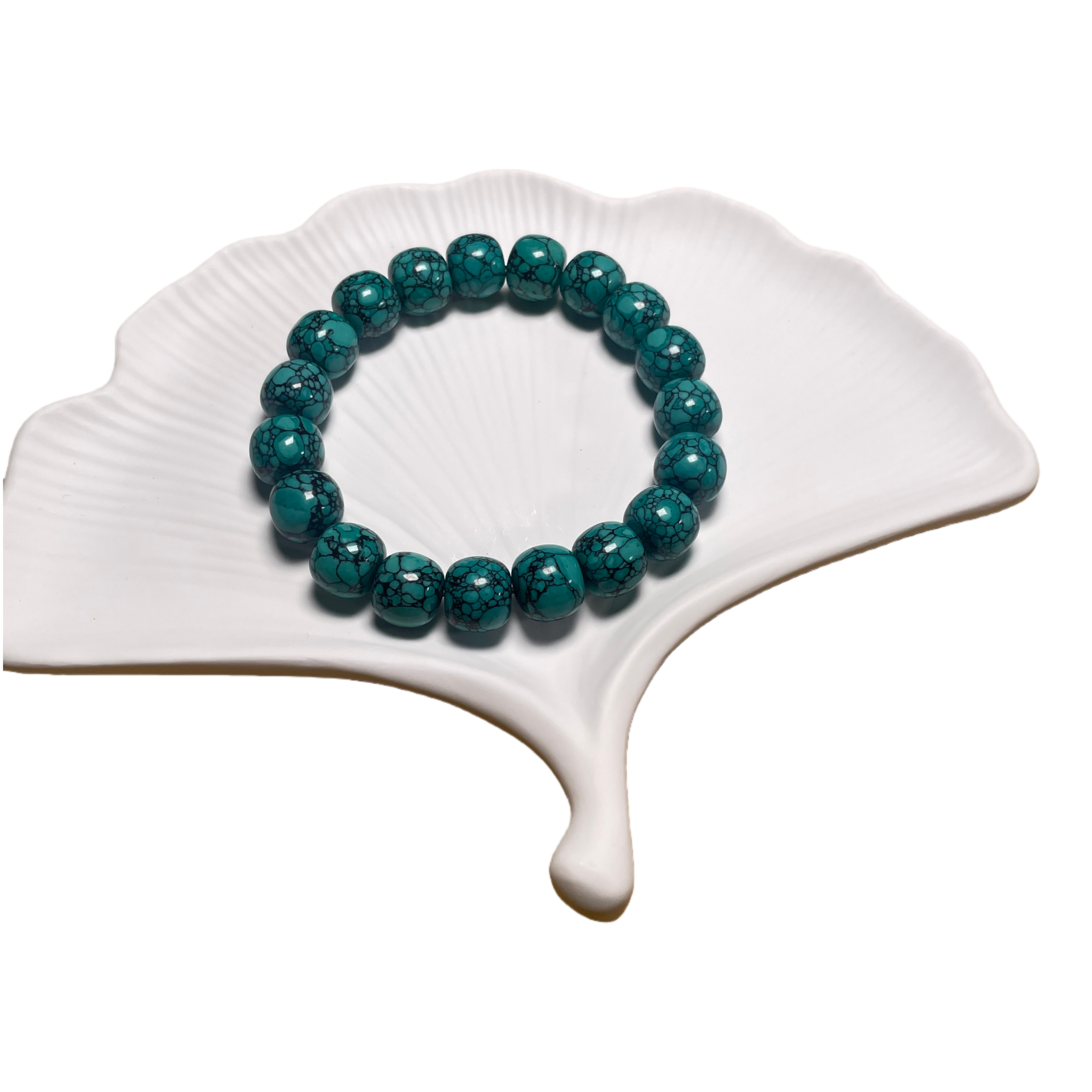 网花高瓷高品质天然绿松石老型珠串