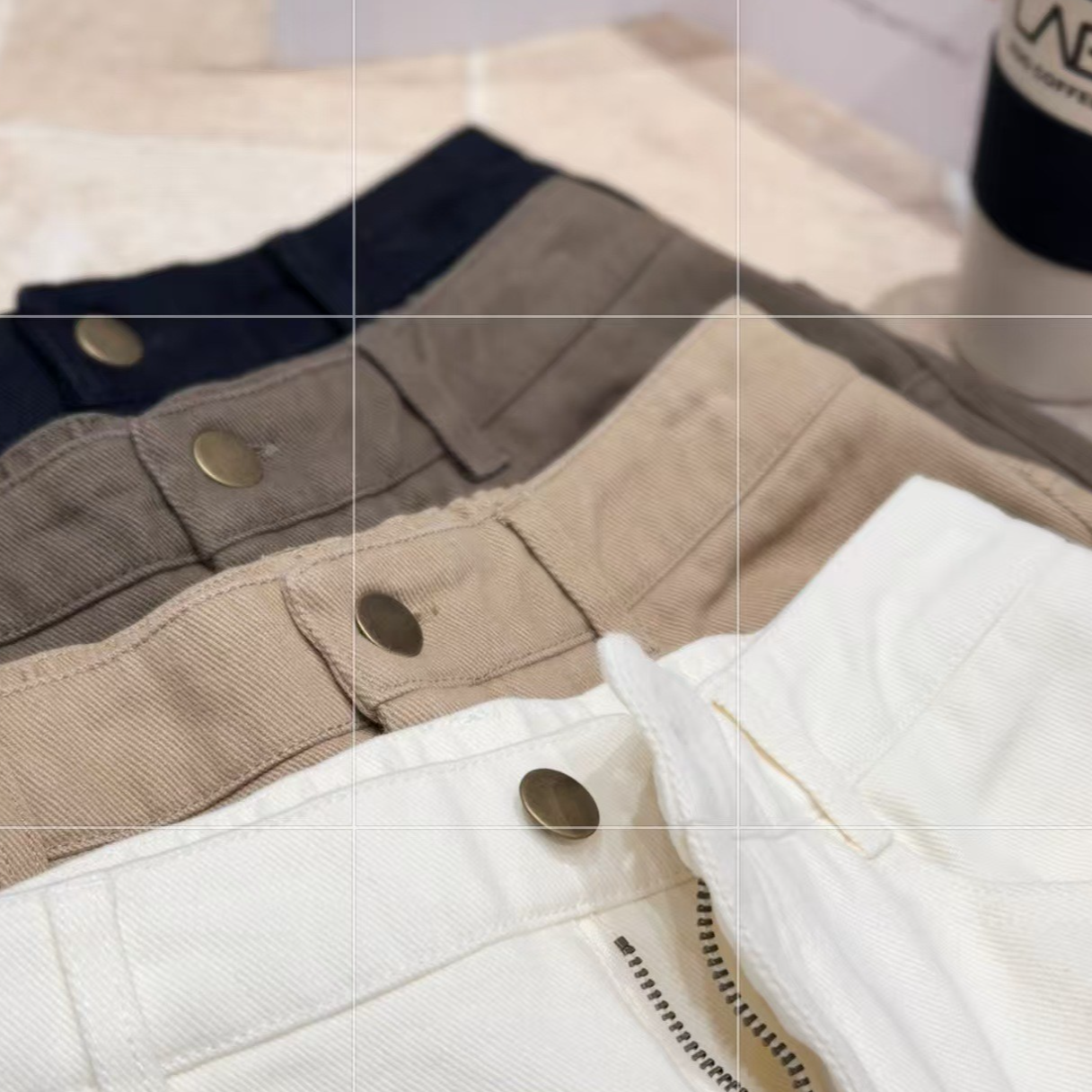 扬衣斜纹磨毛纯棉舒适百搭后腰松紧小脚裤