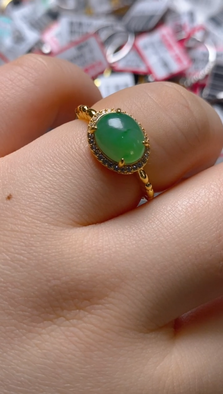 银S925镶嵌戒指翡翠百内无证书