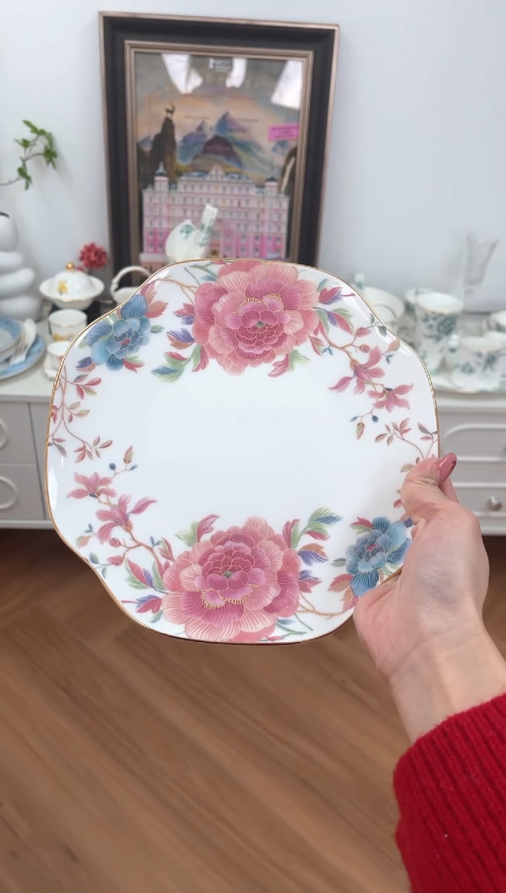 【闪购商品】碗牡丹高骨骨瓷2个深盘