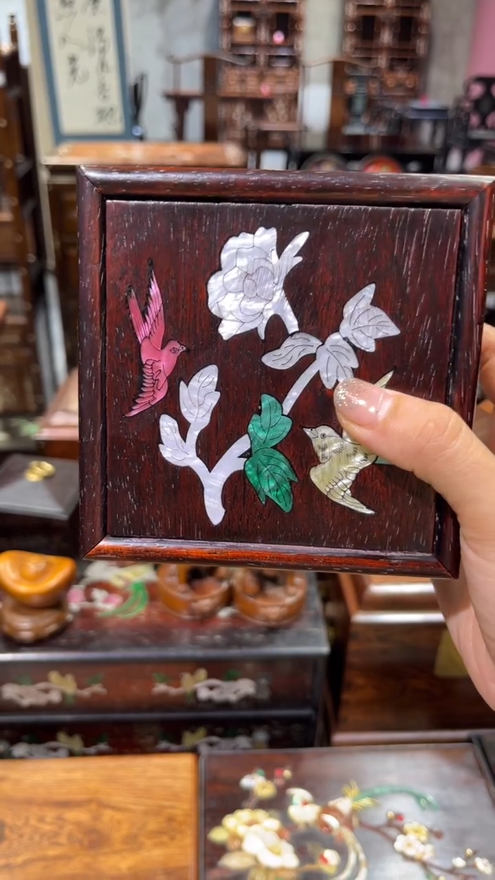 木花开富贵方形抽拉盒