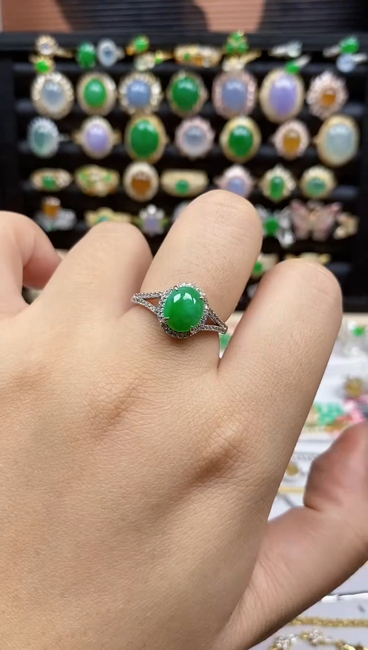 银S925镶嵌戒指翡翠6812