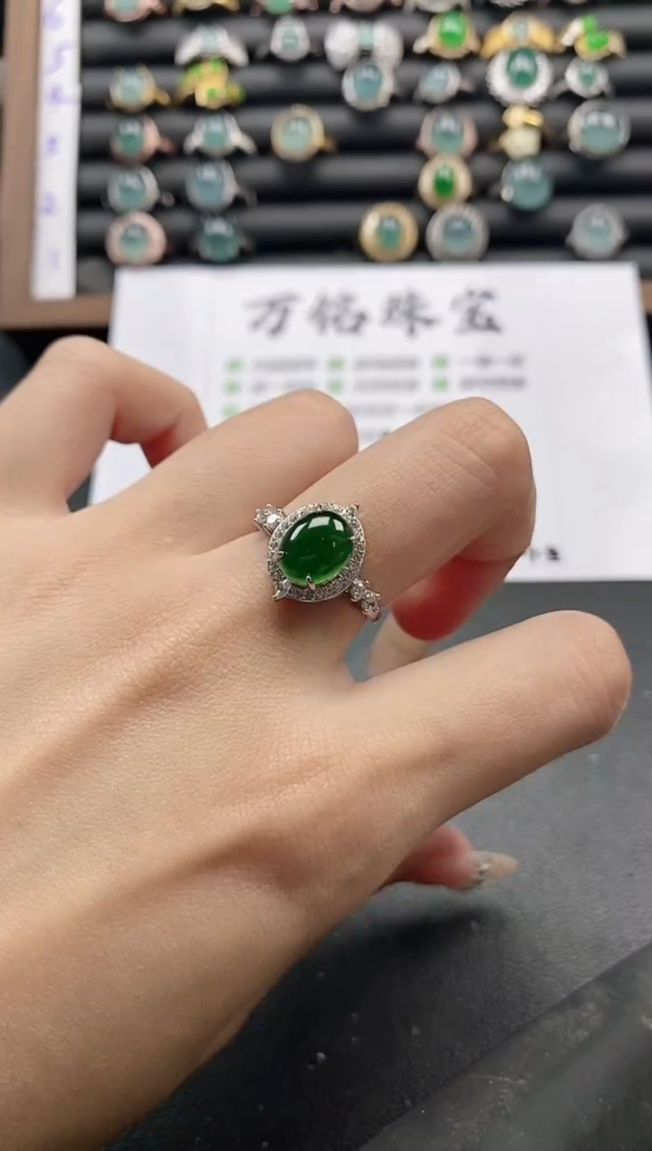 银S925镶嵌戒指翡翠51511