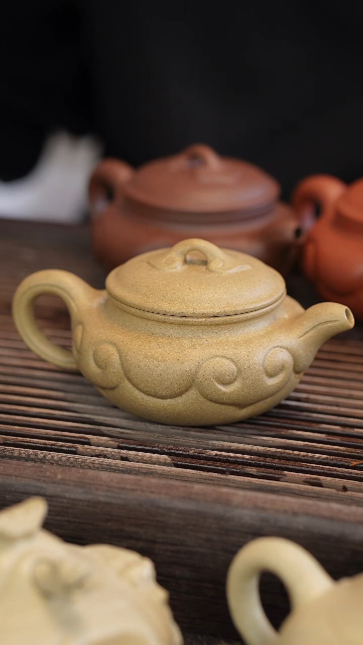 茶壶紫砂如意仿古 本绿 半手工 180cc