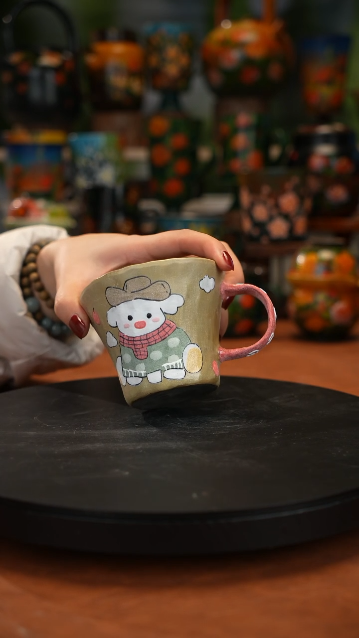 紫砂油画手绘釉下彩