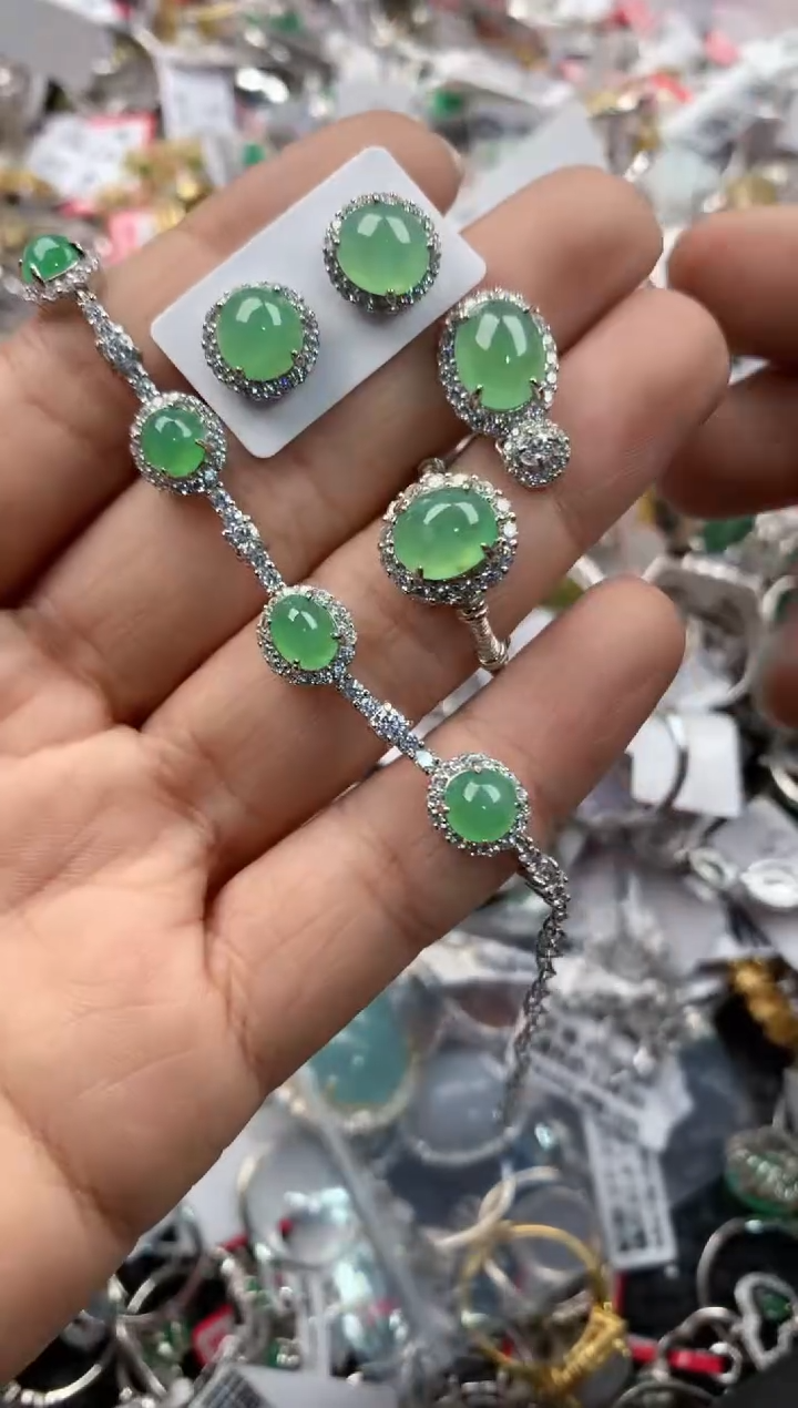 银S925镶嵌戒指翡翠14               9