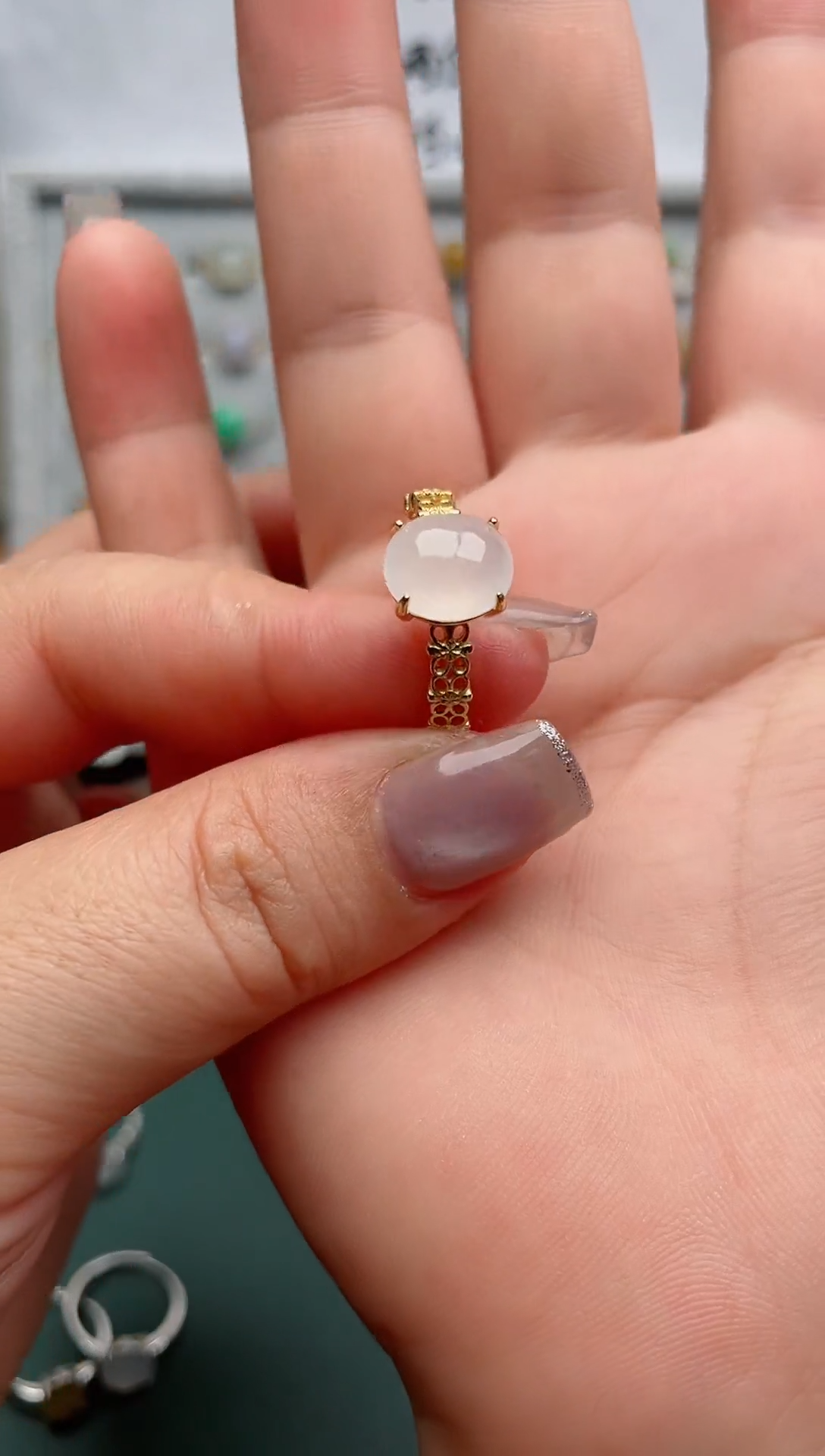 翡翠戒指银S925镶嵌.