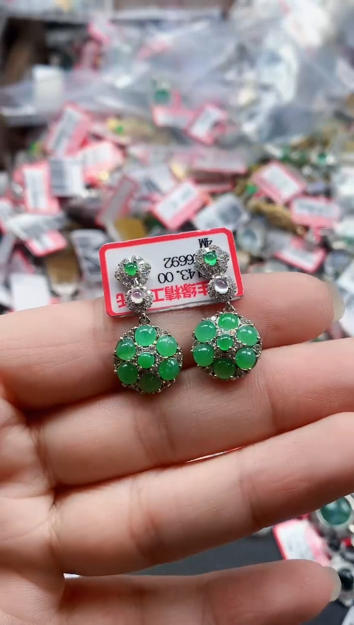 银S925镶嵌戒指翡翠天然A货缅甸翡翠