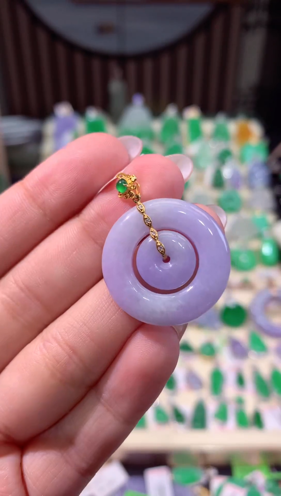 【闪购商品】翡翠颈饰18K金镶嵌缅甸天然A货翡翠