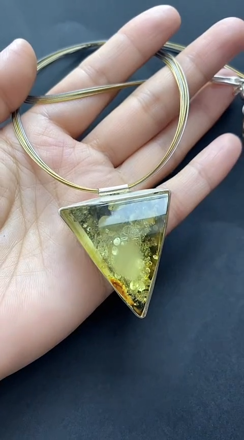 【闪购商品】琥珀裸石银S925镶嵌琥珀锁骨