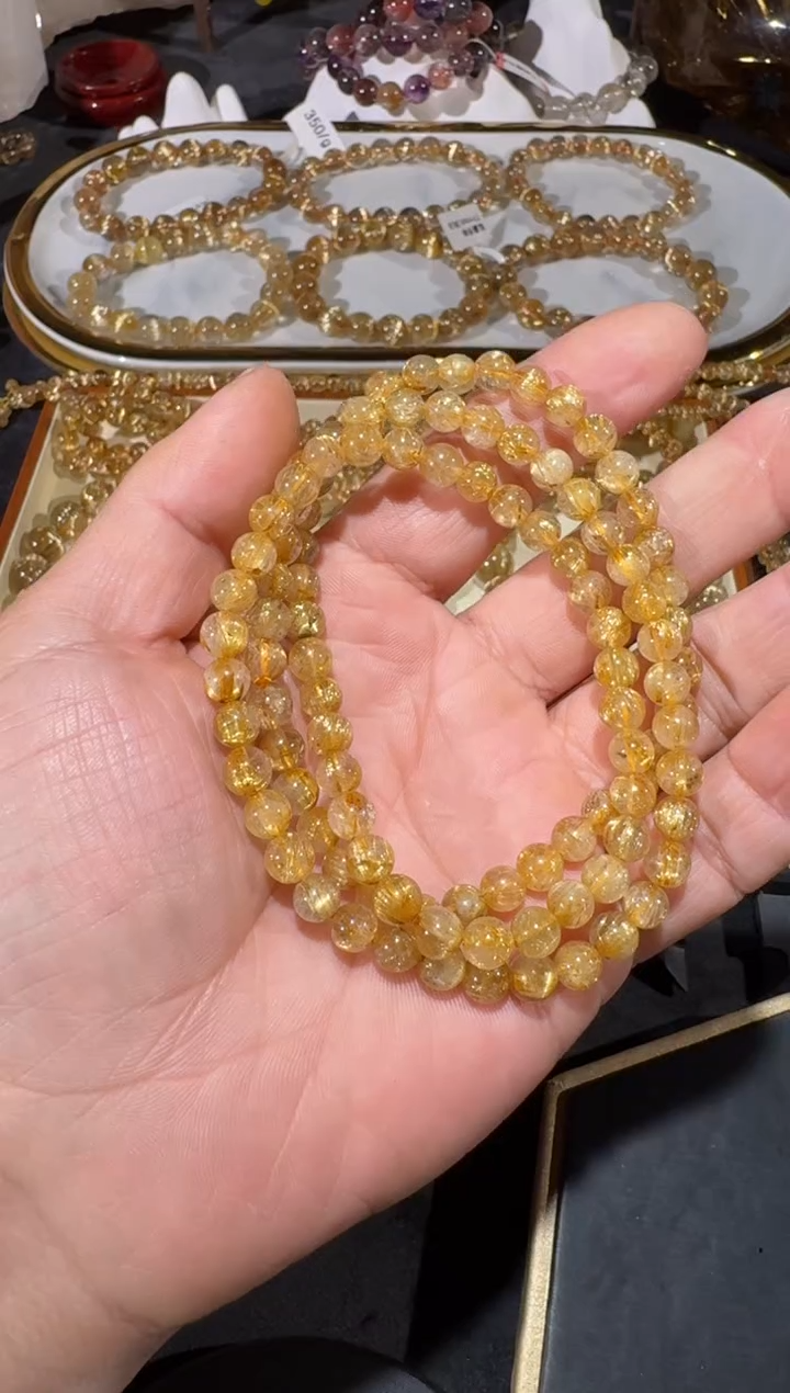 未镶嵌手串发晶SJ-499金发晶 多圈