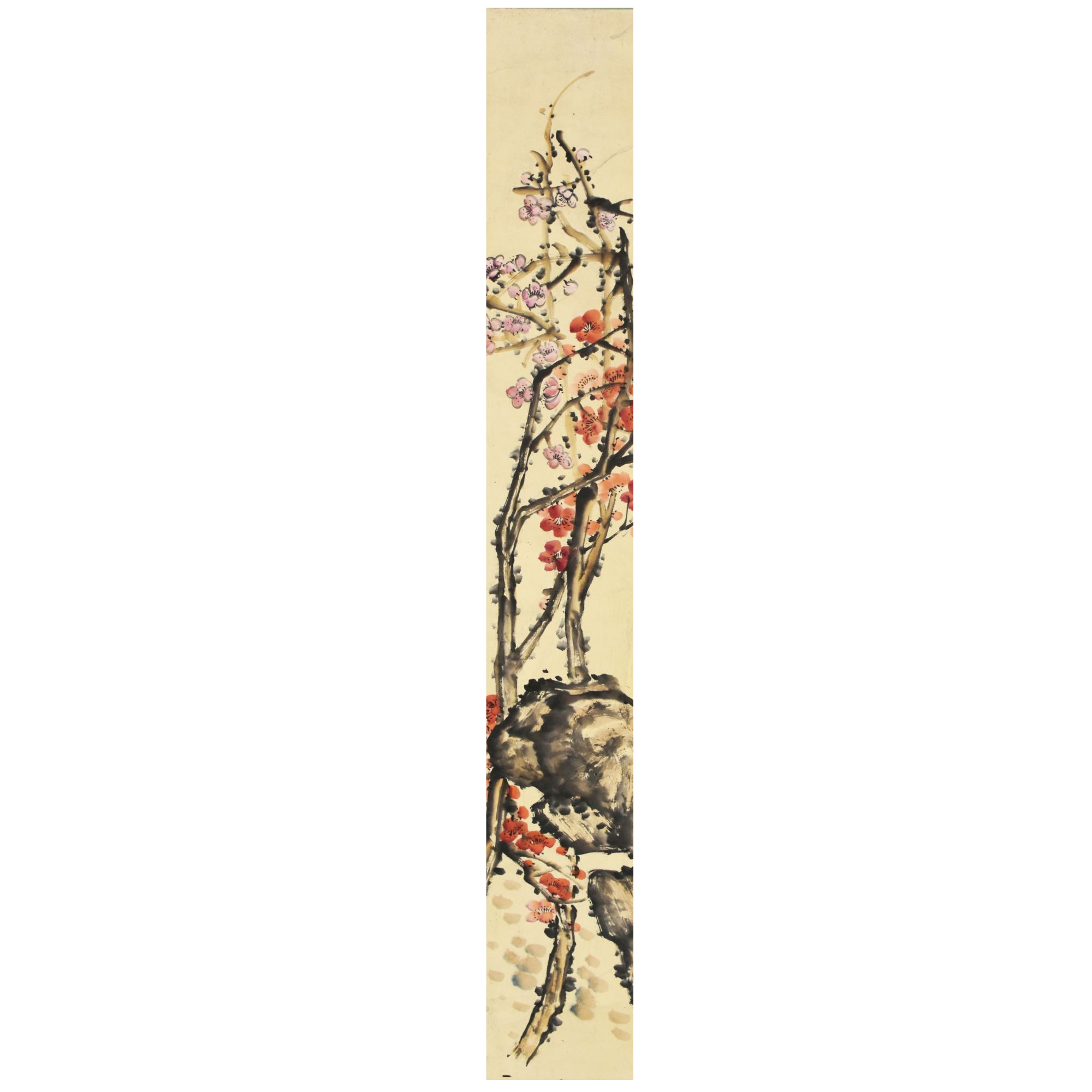 HM0887 红梅 134×34cm 纸本立轴 4.1平尺