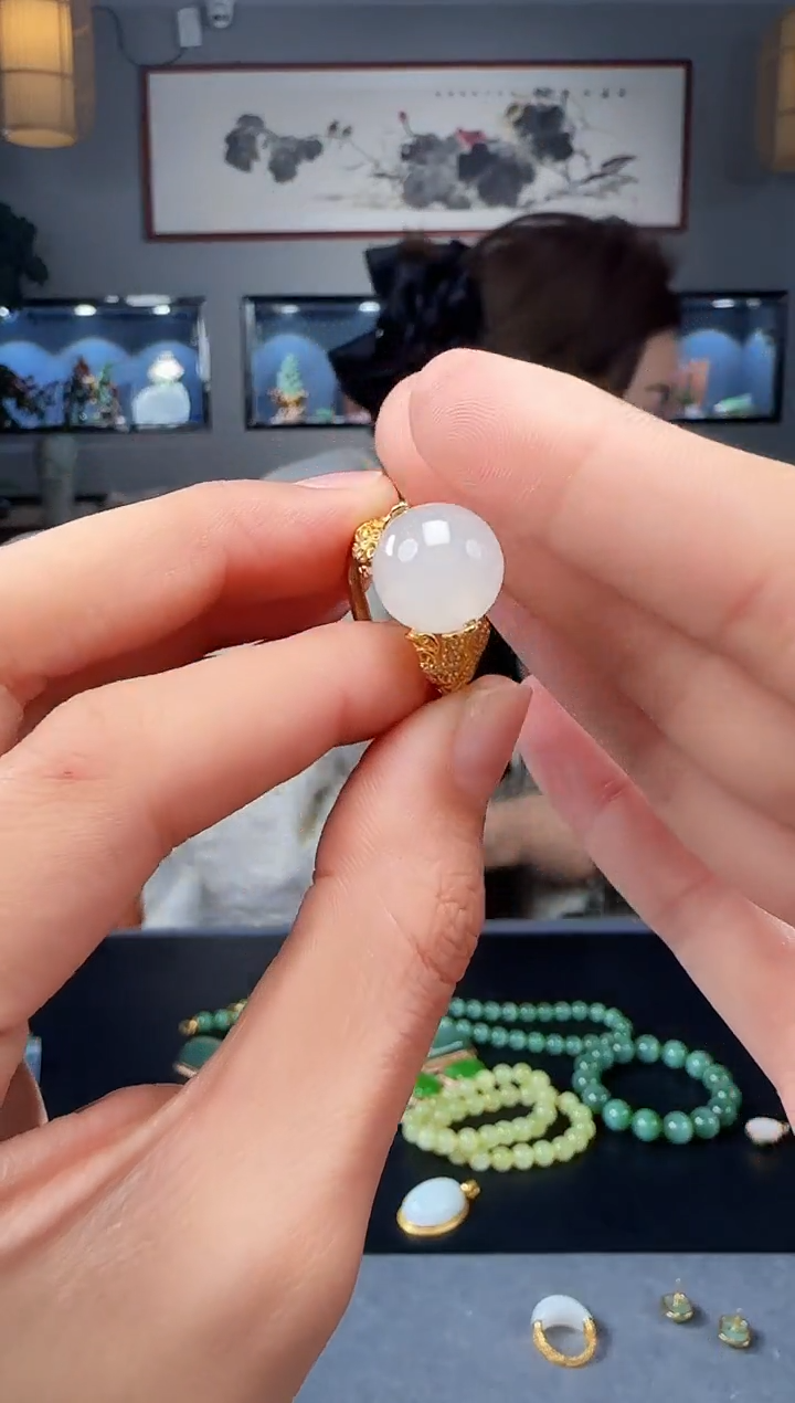 【闪购商品】和田玉戒指银S925镶嵌1