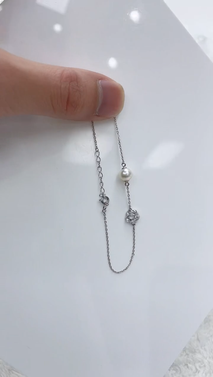 【闪购商品】海水珍珠手链银S925镶嵌海水珍珠手链