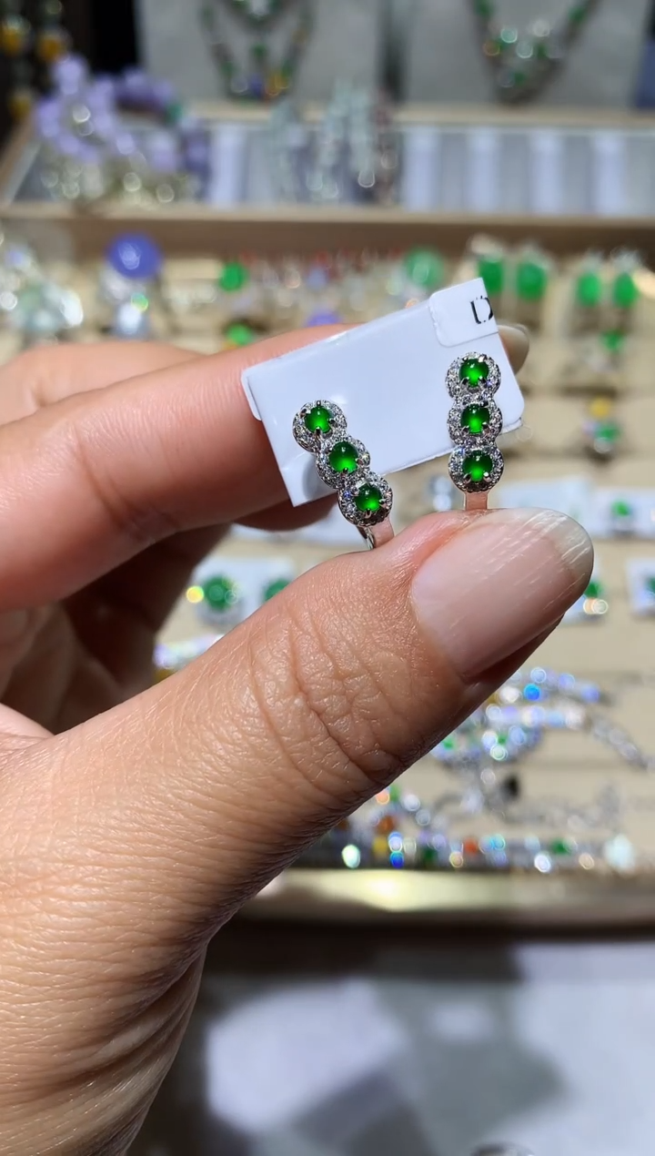 【闪购商品】翡翠耳饰银S925镶嵌耳包