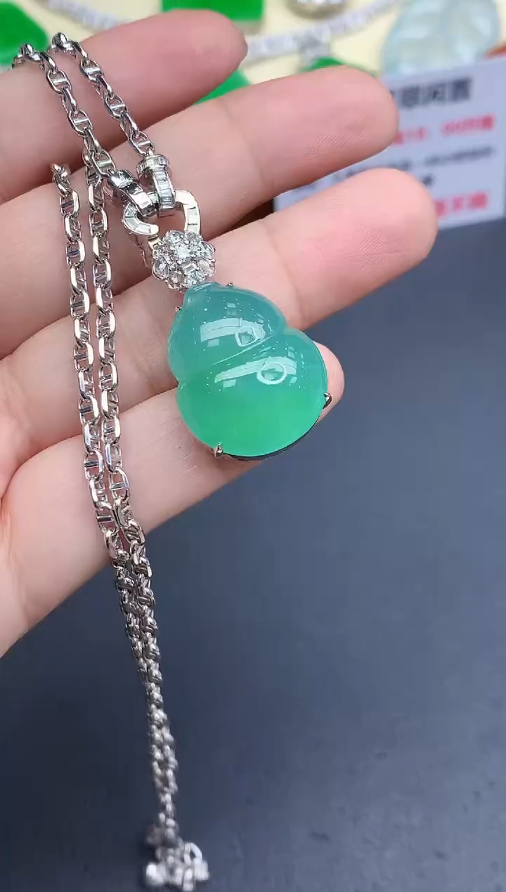 吊坠(不含链)18K金镶嵌翡翠589-中国好珍宝