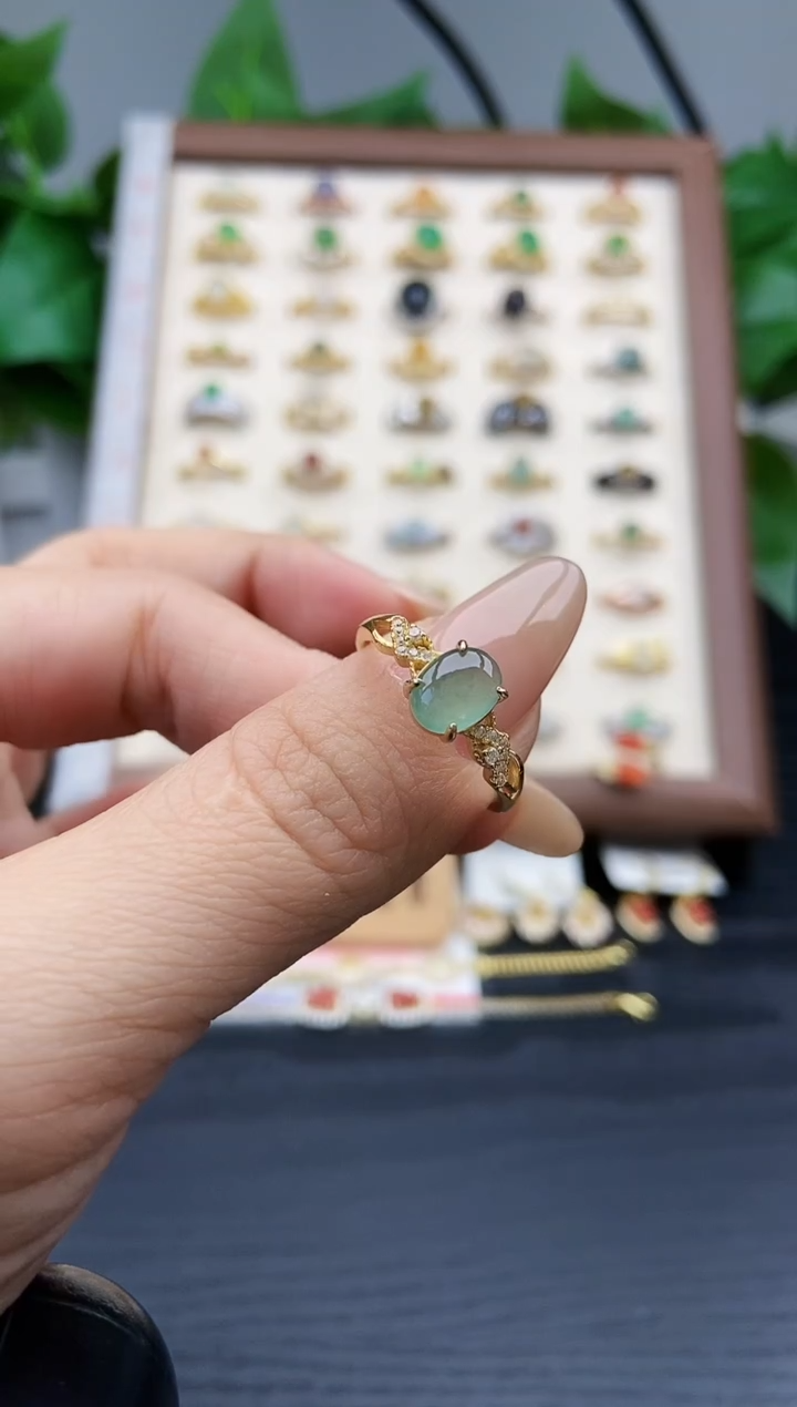 银S925镶嵌戒指翡翠12