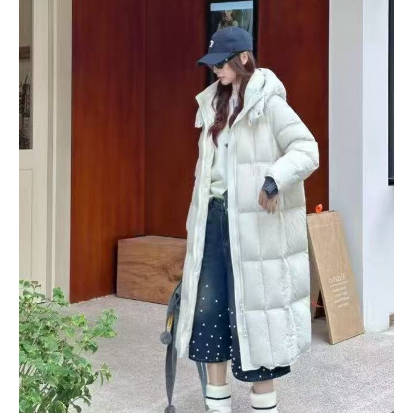 大蕊家云朵泡芙90白鸭绒长款羽绒服7009