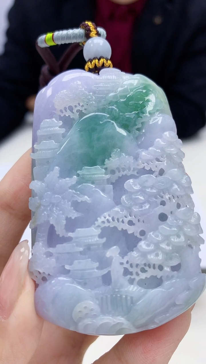 【闪购商品】定制翡翠未镶嵌4969-kk-毛货挂件山水65