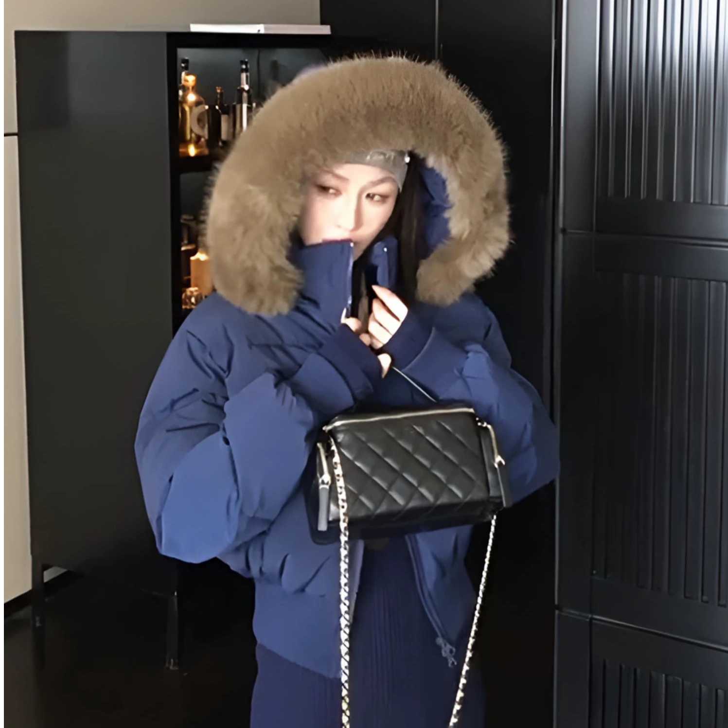 【单头拉链大毛领帽子可拆卸】短款棉服复古风潮流时尚新潮冬季女