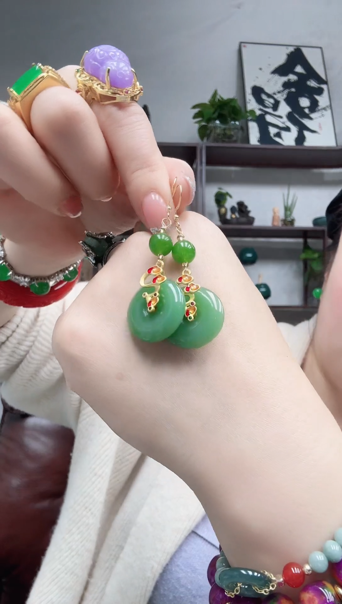 未镶嵌和田玉（碧玉）耳坠平安扣耳坠