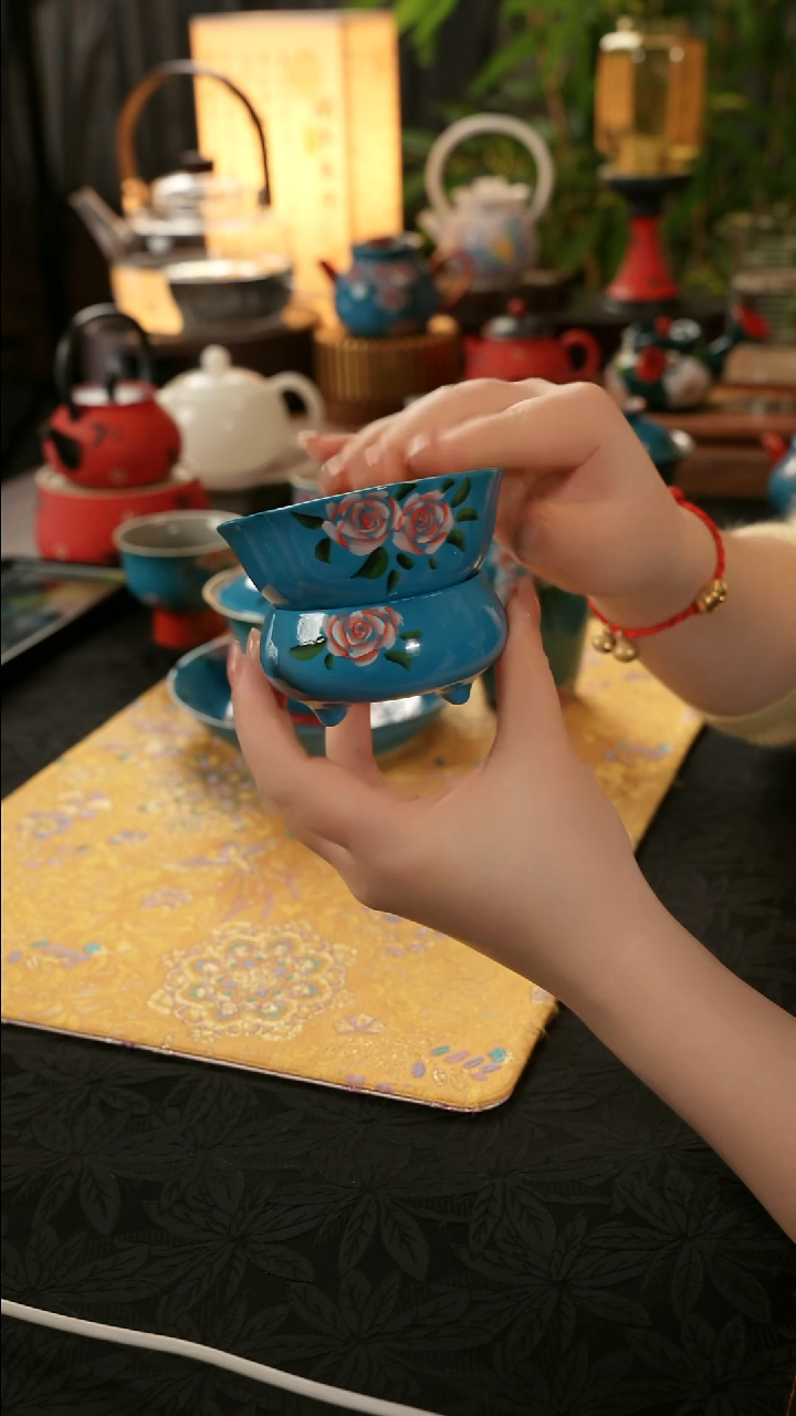 陶瓷茶具亮面玫瑰茶滤