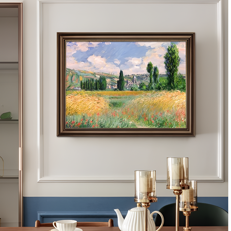 美式餐厅装饰画莫奈世界名画餐桌挂画风景油画玄关壁画客厅沙发