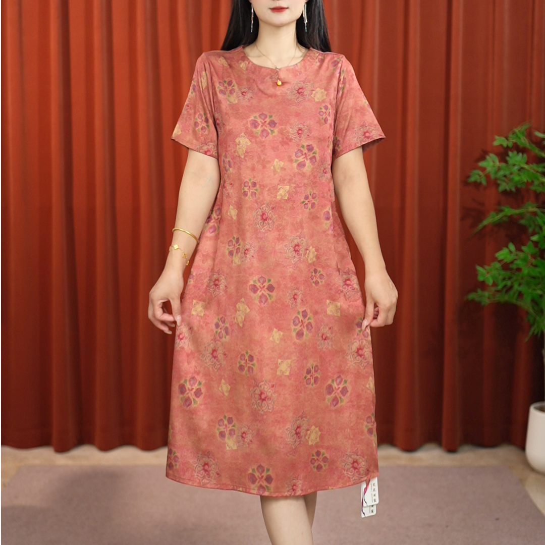 001夏季常规极简风花萝透气连衣裙大码碎花国风中长款
