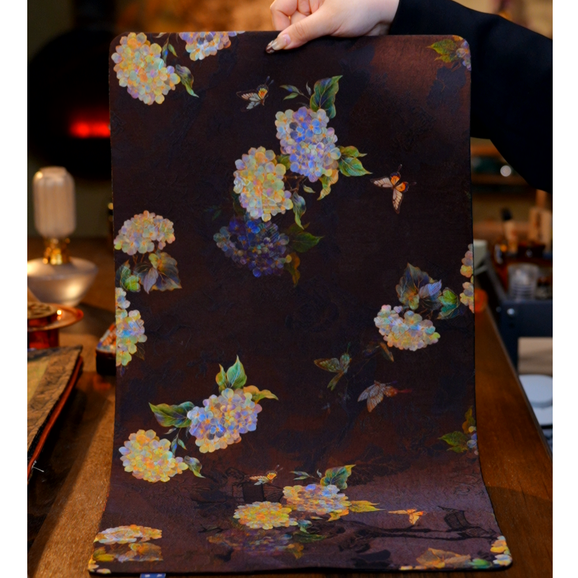 【陶珊居】JD0863-黑色蝴蝶团花茶席（65*35）