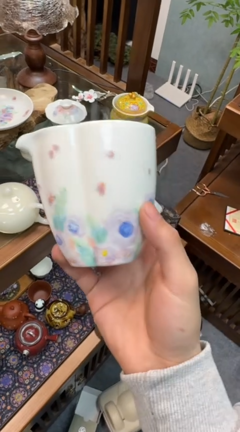 摆件陶茶具茶具茶具花影公道杯