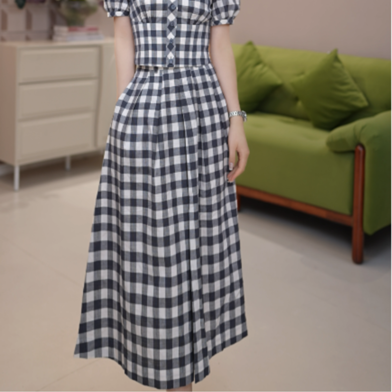 GIRDEAR/哥弟25年新款经典格纹显瘦气质显瘦百搭A字半裙1200375