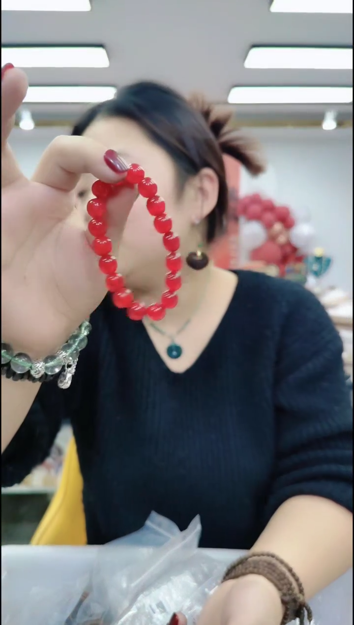 【闪购商品】玛瑙/玉髓颈饰合金1795 红色手串