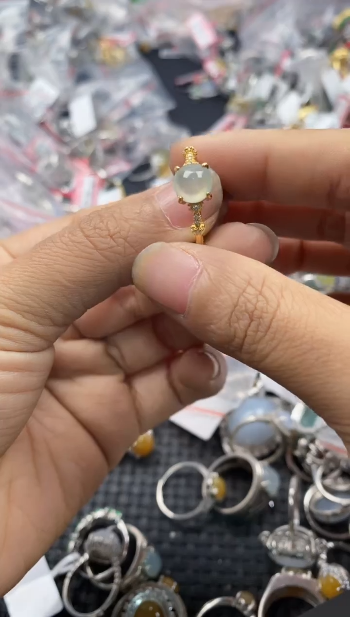 银S925镶嵌戒指翡翠444---7