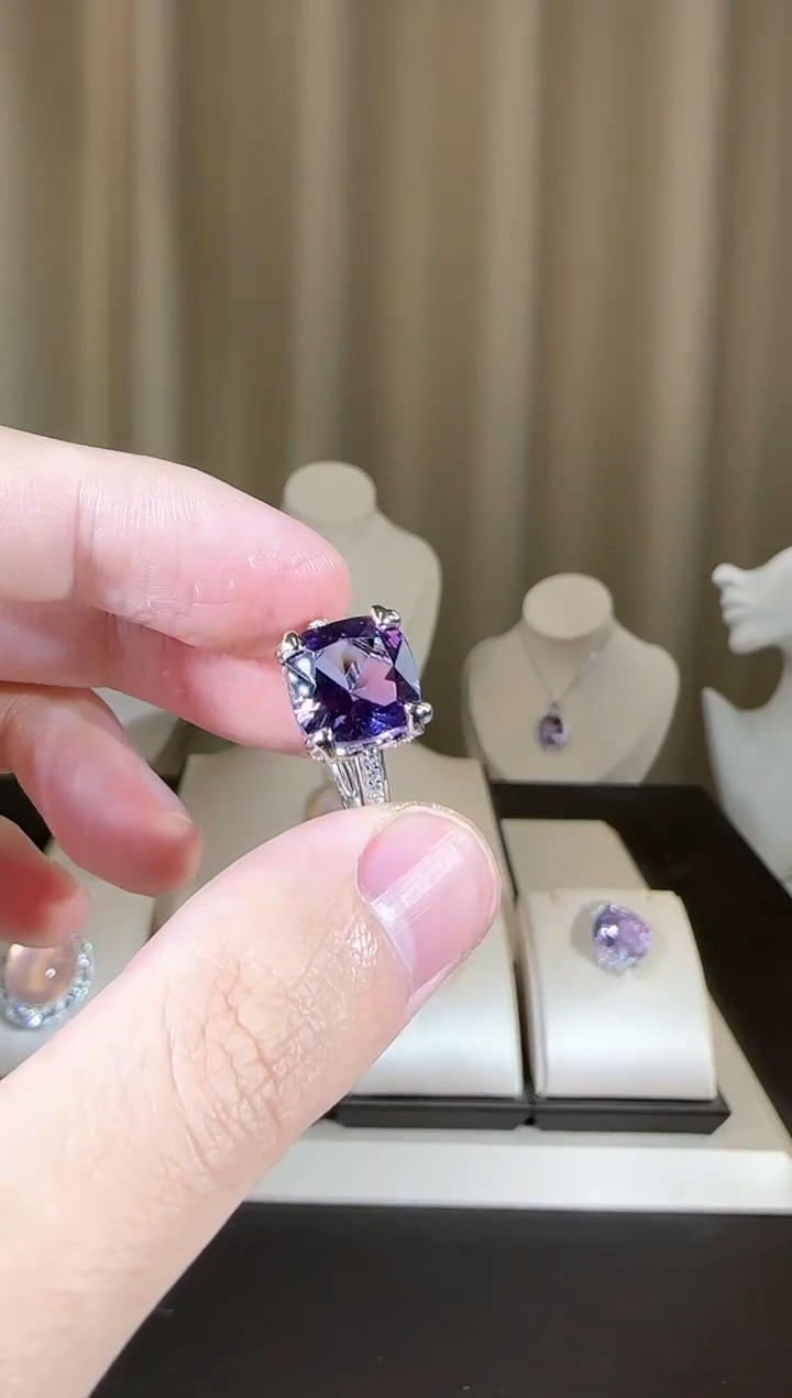 【闪购商品】紫晶戒指银S925镶嵌10mm