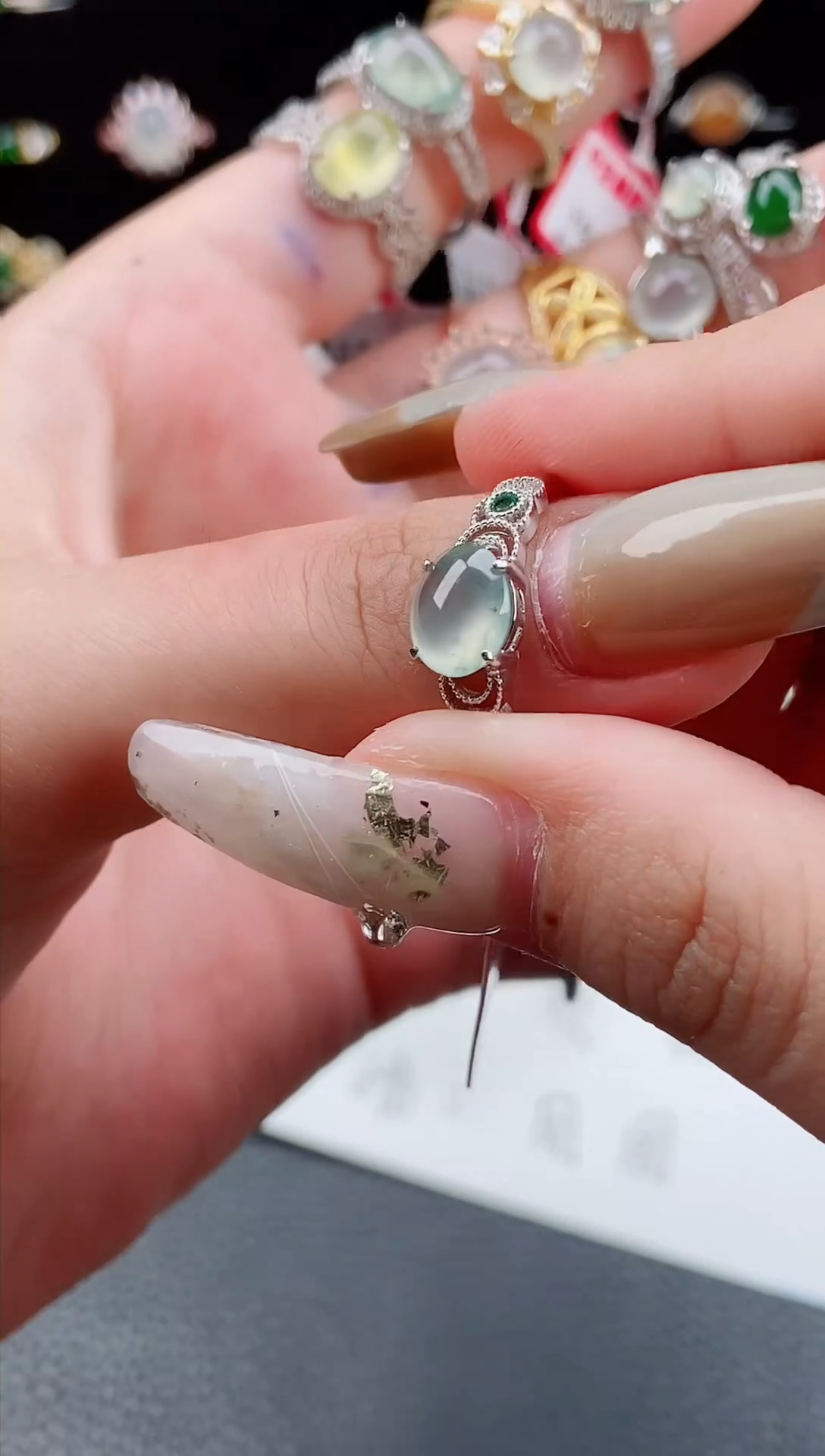 【闪购商品】翡翠戒指银S925镶嵌戒指380