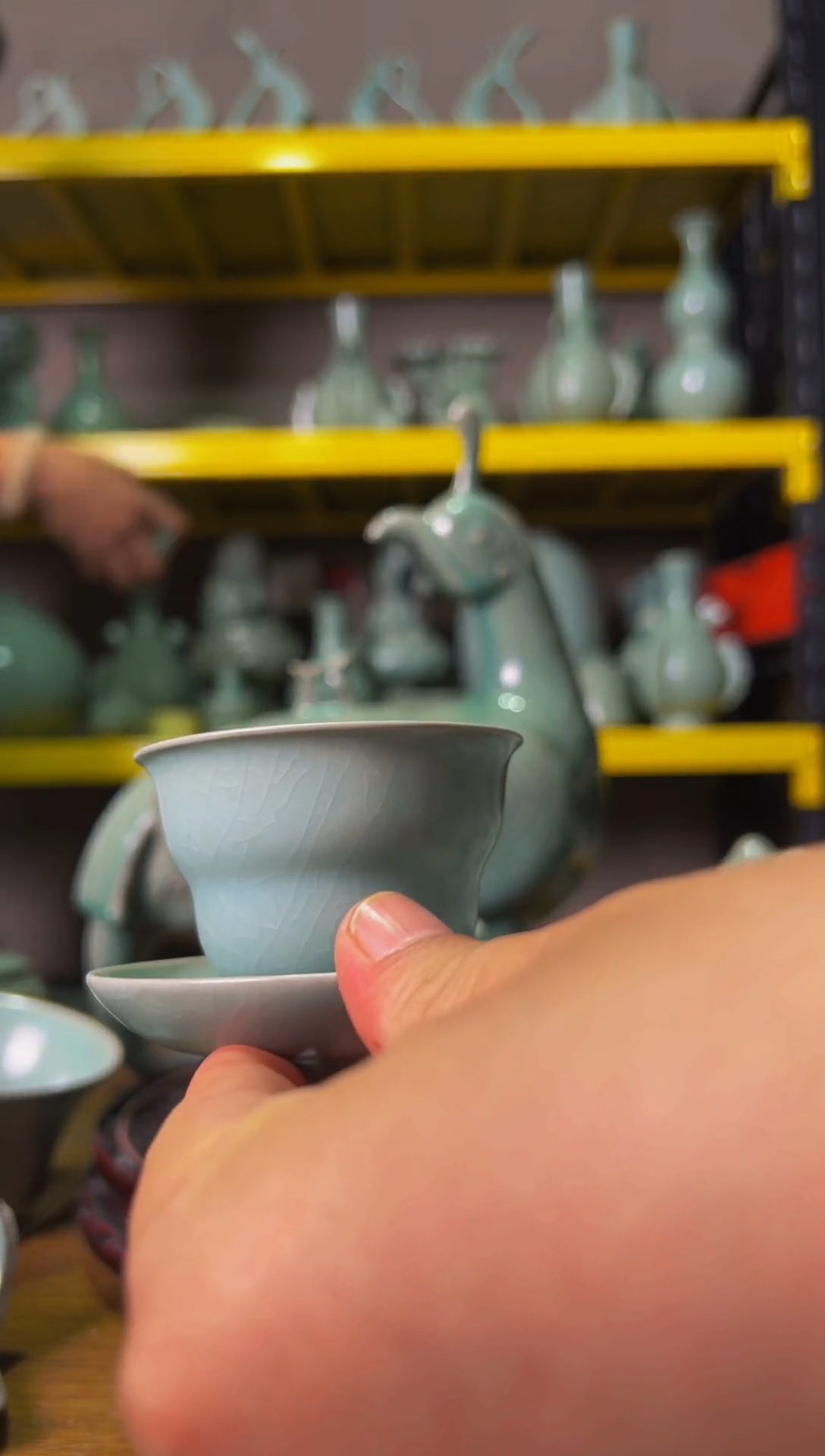 摆件精品仿古釉福禄杯带底盘