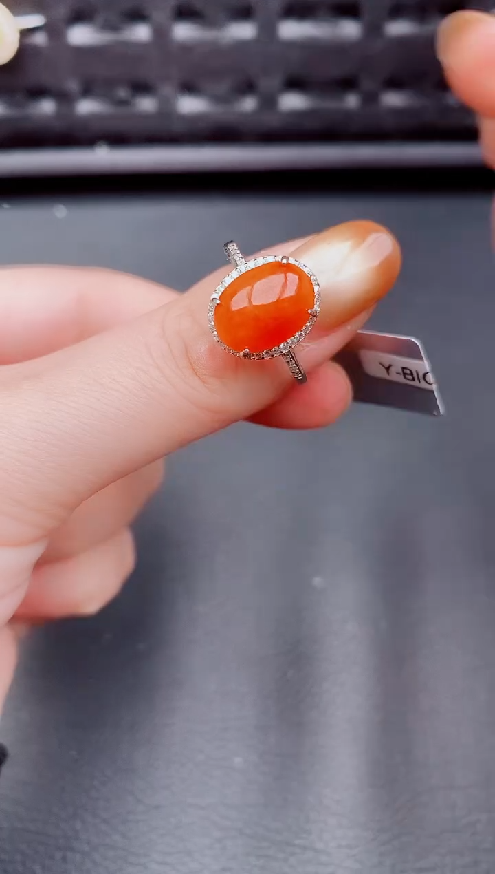 【闪购商品】翡翠戒指银S925镶嵌天然a货翡翠355