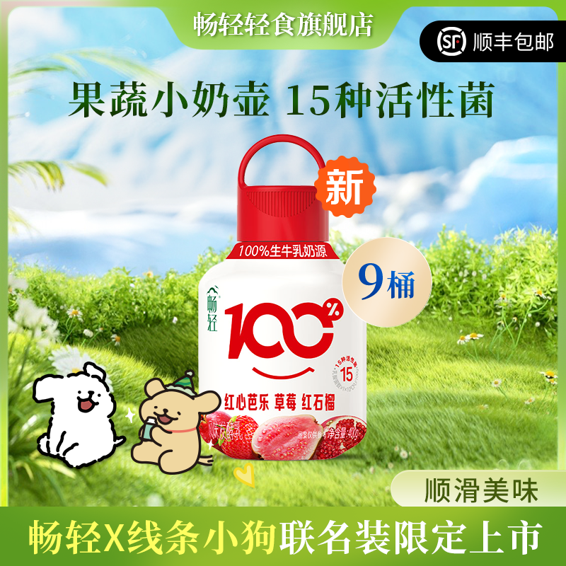 【新】畅轻果蔬小奶壶400g*9瓶 线条小狗联名款风味发酵乳