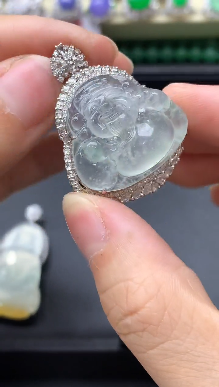 颈饰18K金镶嵌翡翠774-中国好珍宝