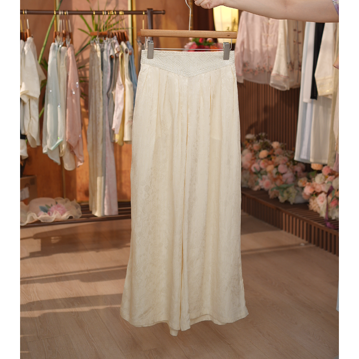 《 砚雪-休闲裤》新中式纯色国风高腰刺绣休闲裤