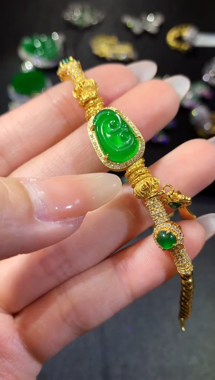 【闪购商品】翡翠手链银S925镶嵌206-手链