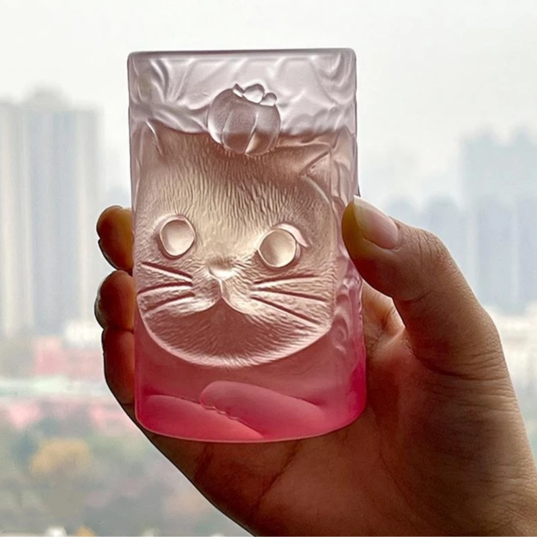粉色萌猫-琉璃杯
