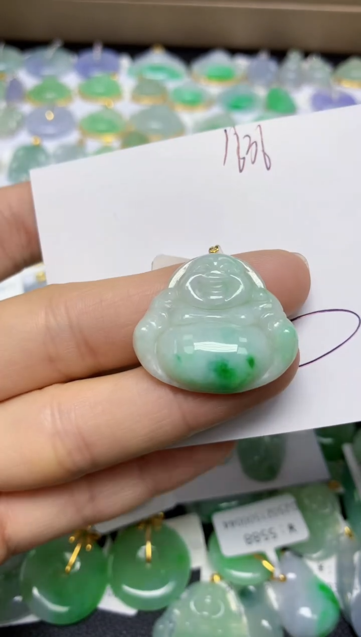 【闪购商品】翡翠18K金镶嵌挂件天然翡翠A货