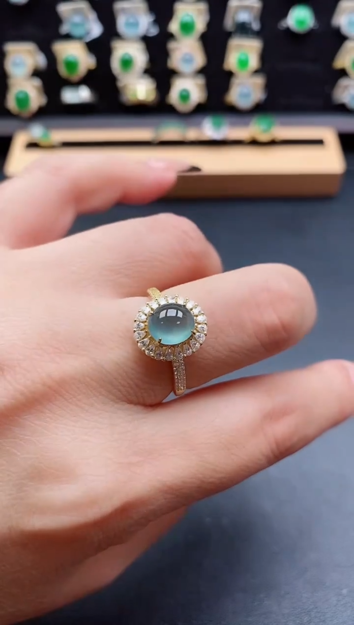 银S925镶嵌戒指翡翠1