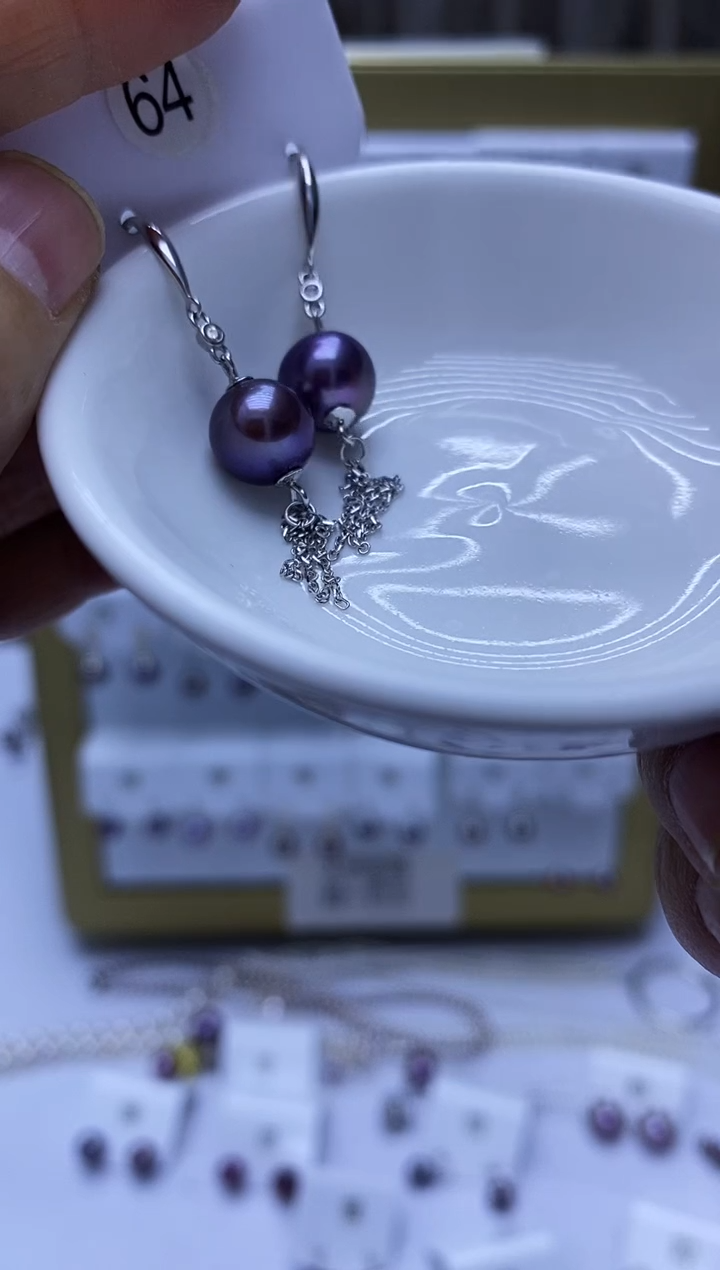 银S925镶嵌耳饰淡水珍珠64