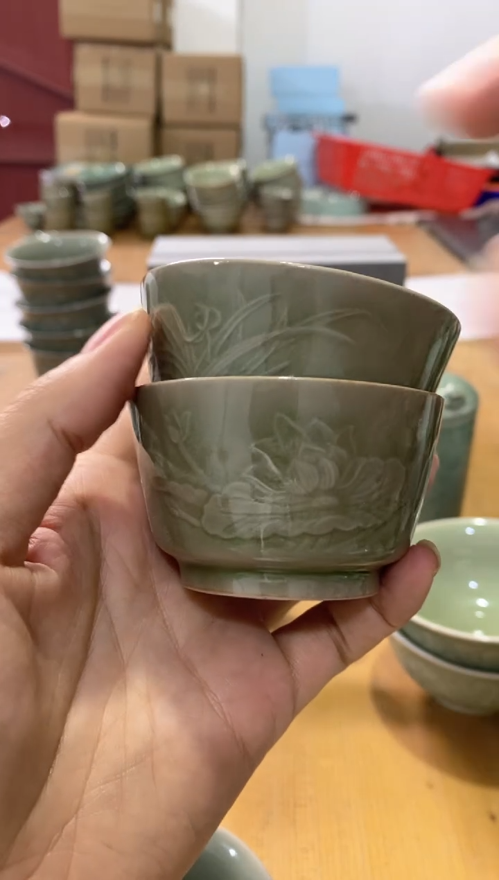 瓷片TS035 片儿白马蹄杯【2只】纹饰随机