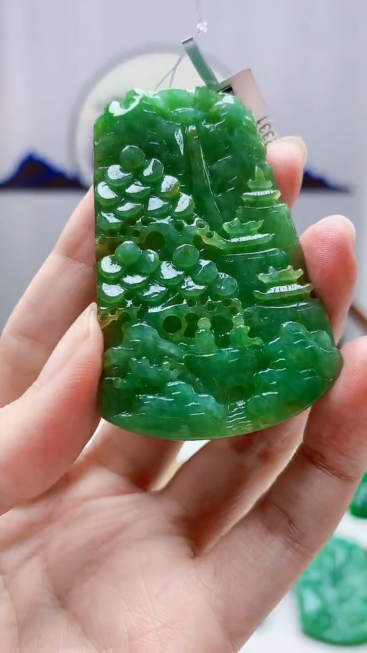 未镶嵌定制翡翠4688zm-毛货挂件山水211