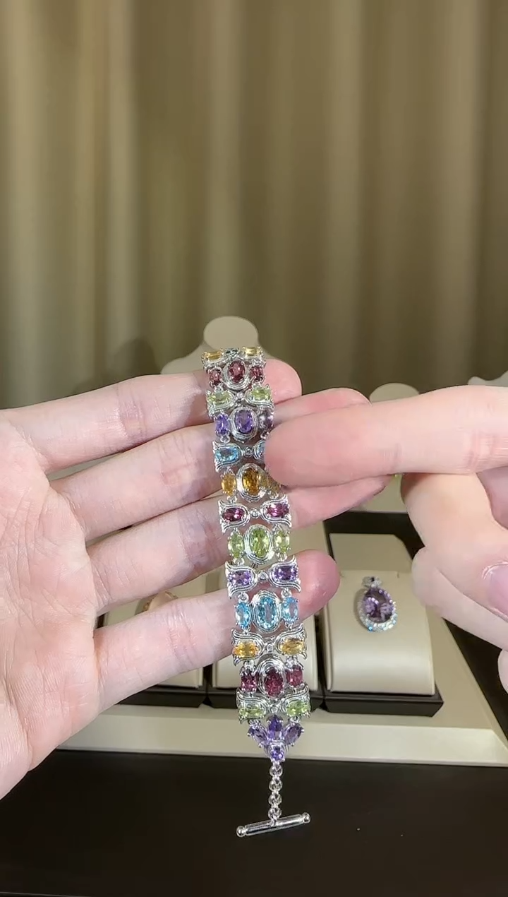 【闪购商品】托帕石手链银S925镶嵌多彩宝石设计款