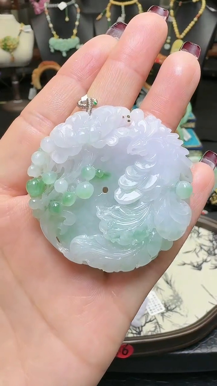 【闪购商品】翡翠颈饰未镶嵌春带彩凤穿牡丹